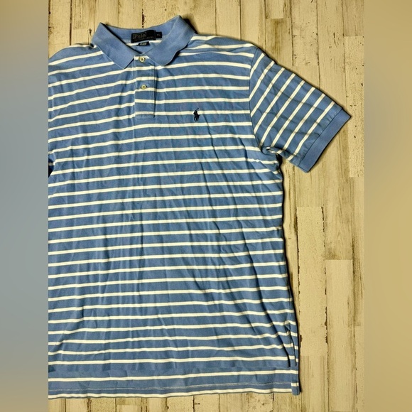 Polo Ralph Lauren Shirt Mens XL Blue/White Stripe Pony Preppy - Picture 2 of 9